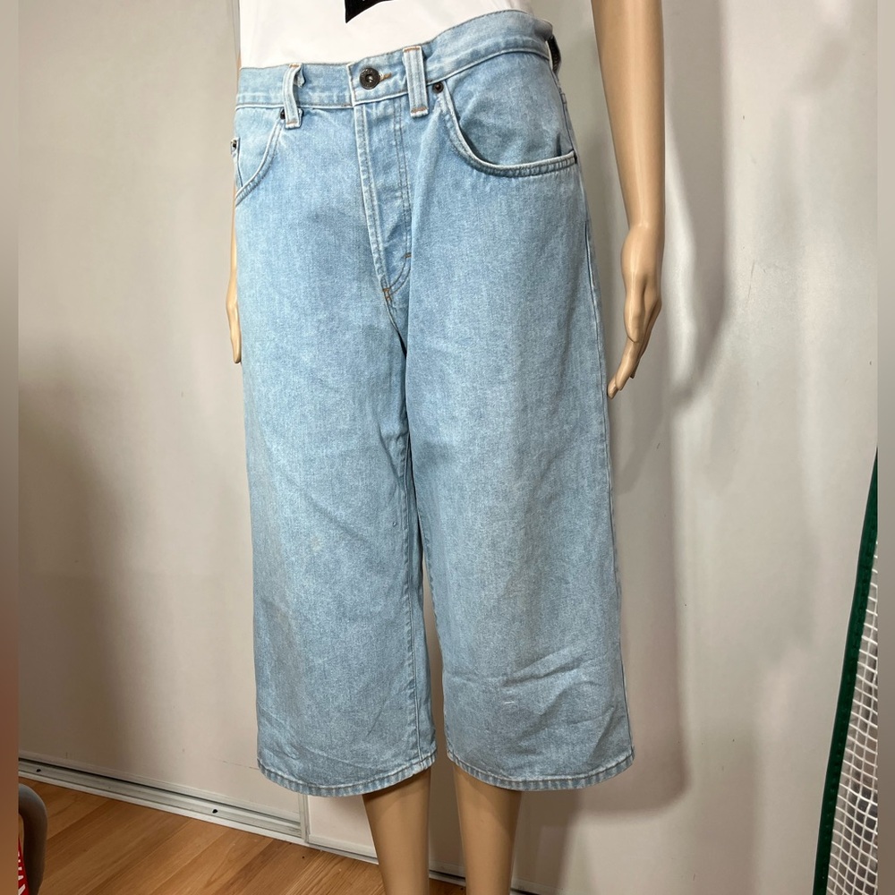 Dolce & Gabbana wide leg high rise denim jean capris long board shorts size 34”